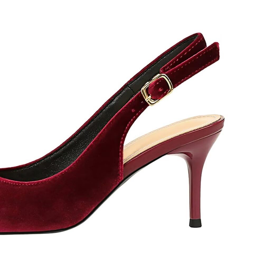 LUXINYU Women's Slingback Kitten Heels - Pointed Toe Stiletto Pumps with Back Lace Detail for Casual, Party & Work | Comfortable Dress Shoes for Office, Wedding & Evening Events