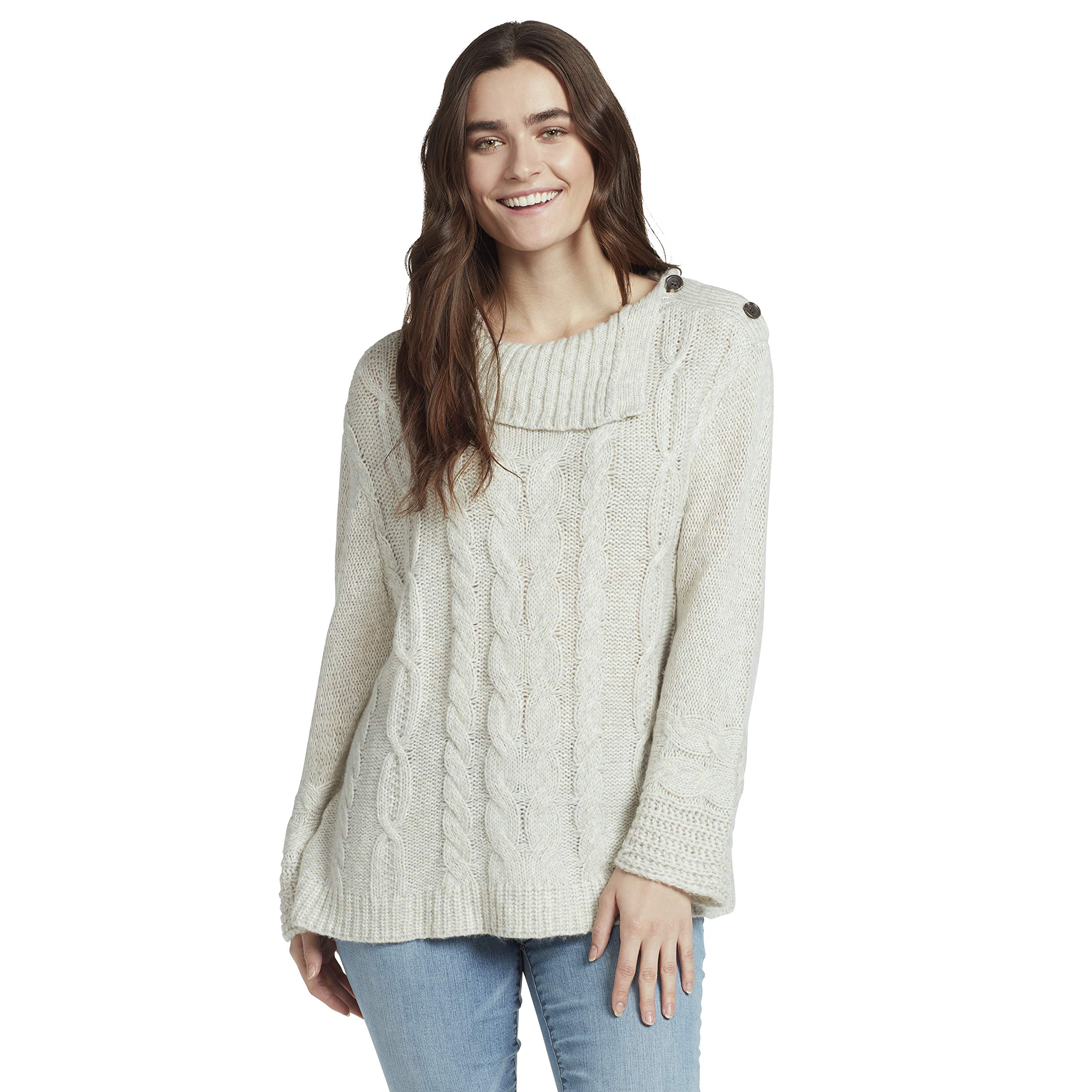 Vintage American Blues Women's Joelie Cable Knit Turtleneck Sweater - Cozy Winter Pullover for Casual Outfits & Holiday Gatherings