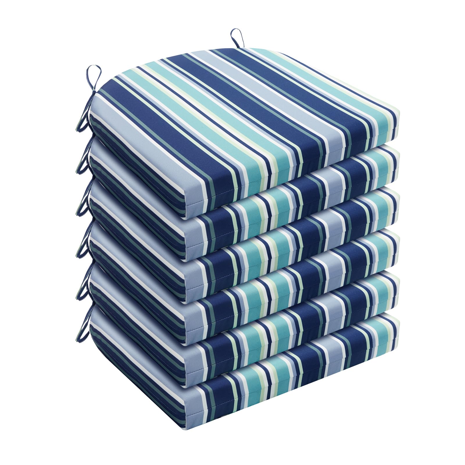 Premium Water-Resistant Outdoor Chair Cushions Set of 6 - 17