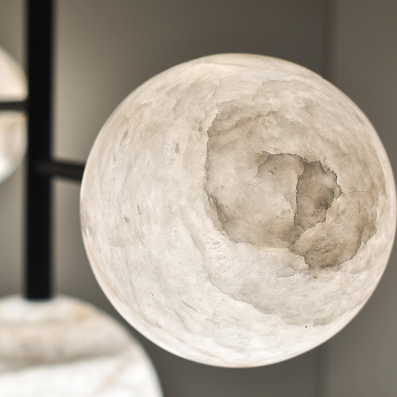 Carol Sphere Delight Modern Artistic Alabaster Chandelier Light - Elegant Ceiling Fixture for Dining Room, Living Room & Bedroom Lighting
