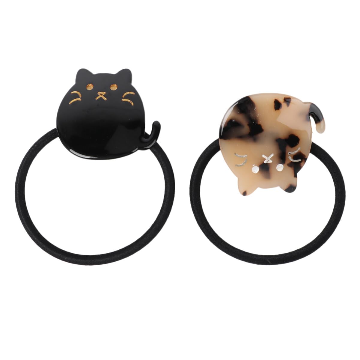 2Pcs Cute Cat Hair Ties for Women & Girls - Soft Elastic Rubber Bands for Thick & Thin Hair - Ponytail Holders & Hair Accessories - Perfect for School, Work, Parties & Everyday Use