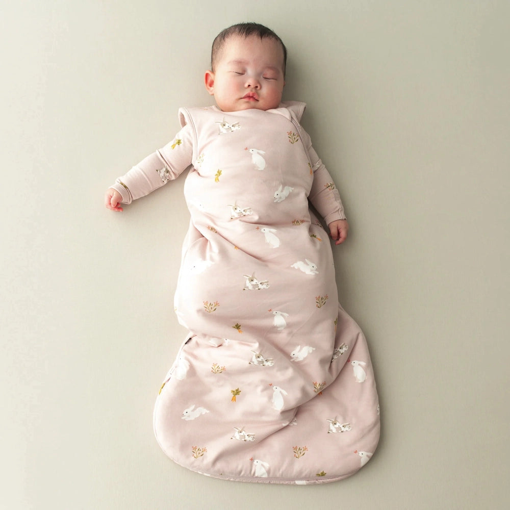 Kyte Baby 1.0 Tog Sleep Sack - Soft Organic Cotton Baby Sleeping Bag for Newborns & Infants | Blush Rabbit Print | Perfect for Nursery, Daycare & Travel