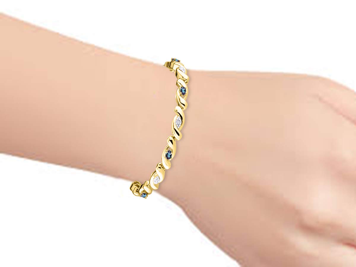 Rylos 925 Sterling Silver Infinity Twist Tennis Bracelet for Women - Adjustable 7-8 Inch Wrist, 6 Genuine 4x3mm Gemstones & Diamonds, Elegant Friendship Jewelry Gift for Her | Perfect for Anniversaries, Birthdays & Special Occasions