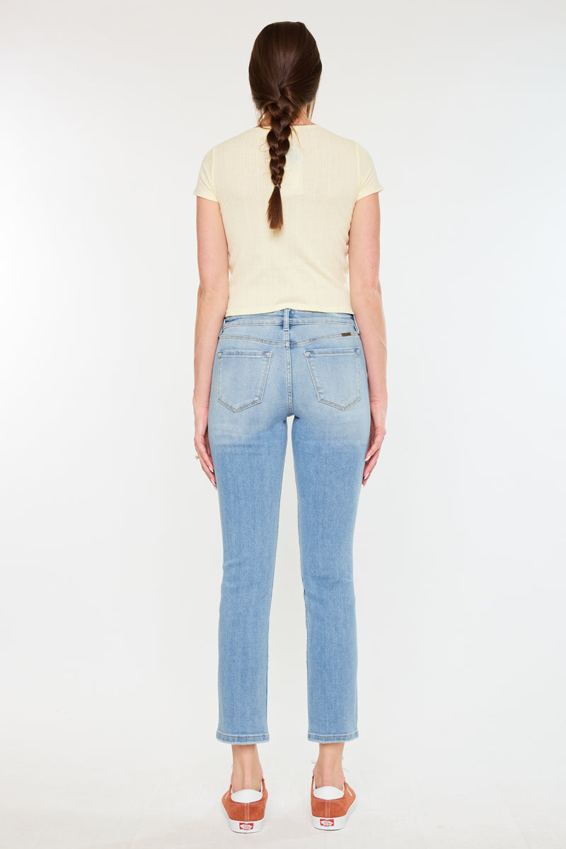 Isabella Essentials Mid Rise Slim Straight Jeans for Women - Comfortable Stretch Denim Pants for Casual Wear & Everyday Outfits