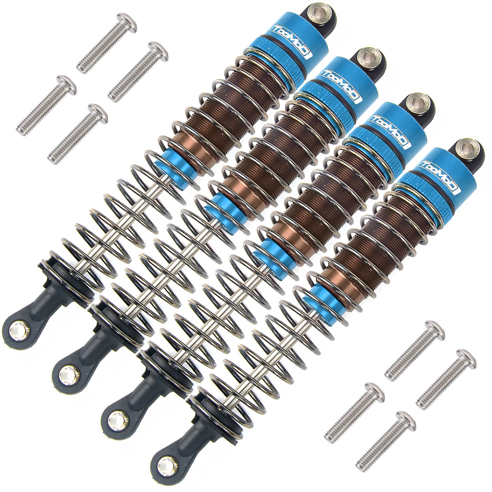 1/10 Scale 90mm RC Oil Filled Shock Absorbers Kit - Compatible with Tamiya Bullhead, SuperClod Buster, TRX4, Axial SCX10, D90 Crawler Trucks - Blue Performance Upgrade Parts for Off-Road Racing & Rock Crawling