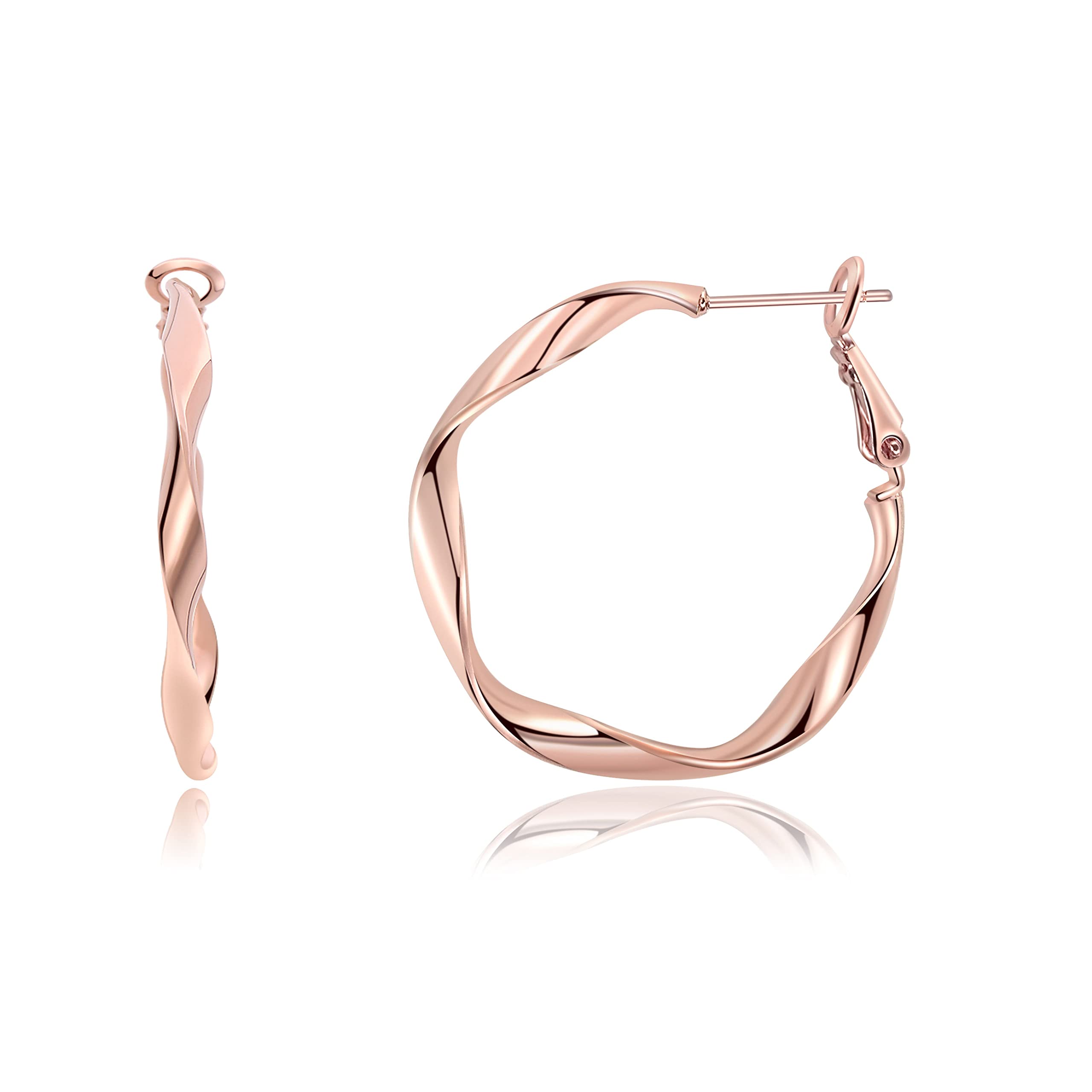 Rose Gold, Yellow Gold & White Gold Plated Hoop Earrings for Women - Lightweight 1