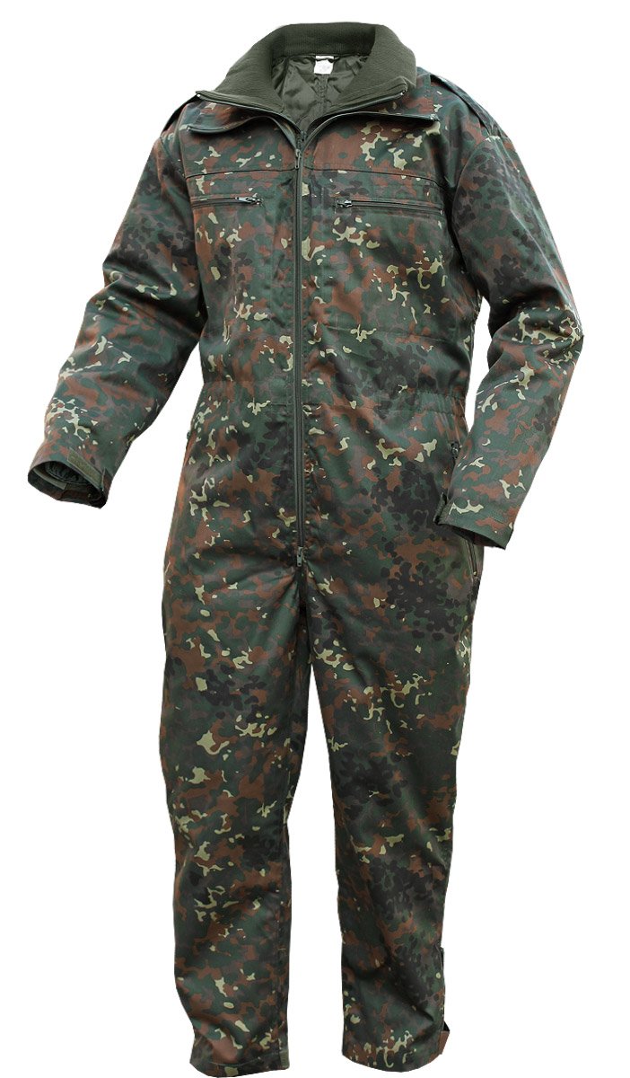 Brandit Panzerkombi Men's Flecktarn Camo Work Overalls - Durable Military Style Coveralls for Hunting, Construction & Outdoor Work