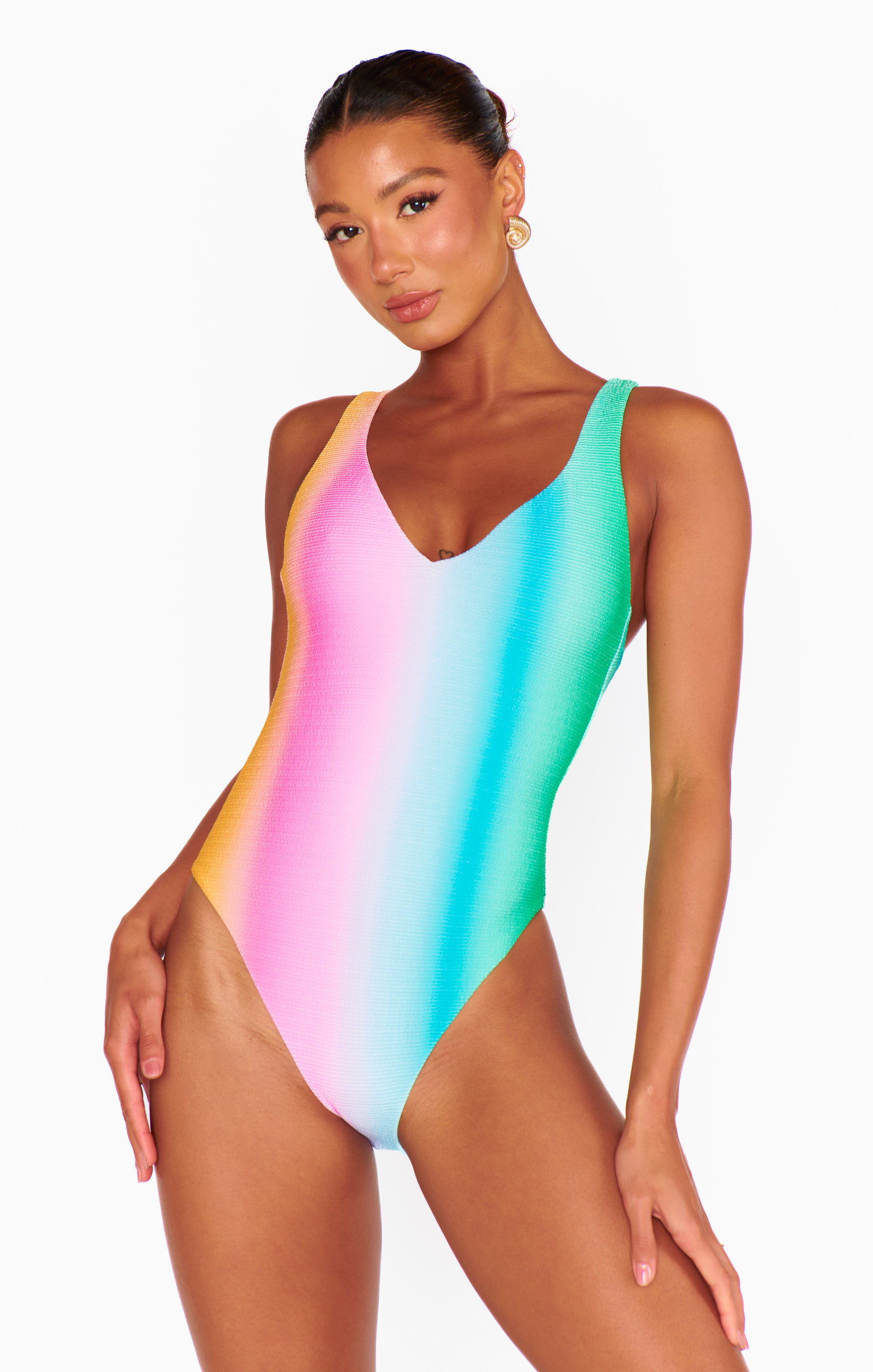 Laguna One Piece Swimsuit - Ombre Contour Scrunch Bikini for Women | Beachwear & Pool Party | Perfect for Summer Vacations, Swimming, and Water Sports