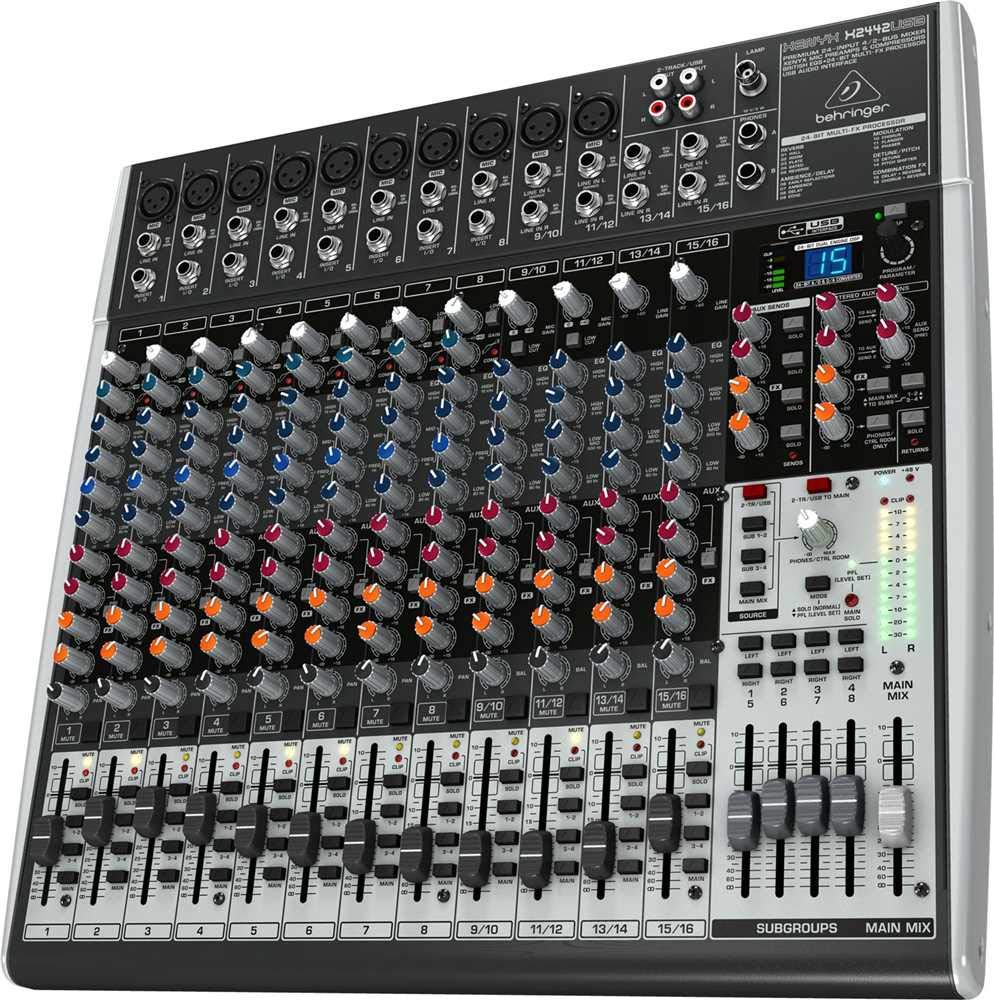 Behringer XENYX X2442USB Premium 24-Input Mixer Audio Interface with USB for Live Sound, Recording Studio & Podcasting
