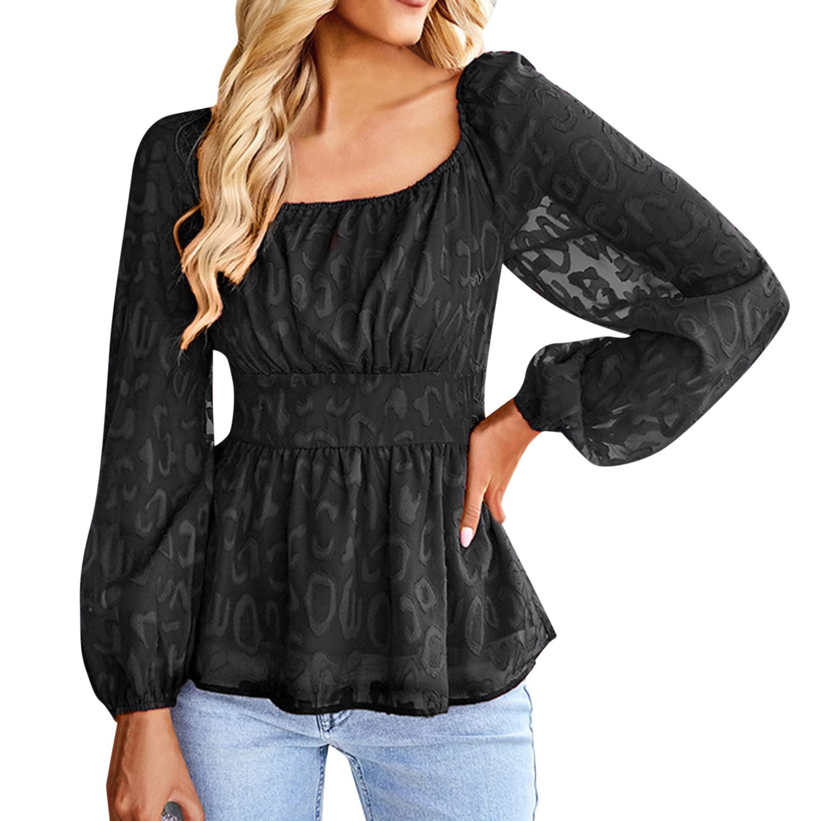 Stylish Long Sleeve Square Neck Tops for Women & Men - Sexy Casual Loose Fit T-Shirt for Everyday Wear | Perfect for Office, Dating & Weekend Outfits