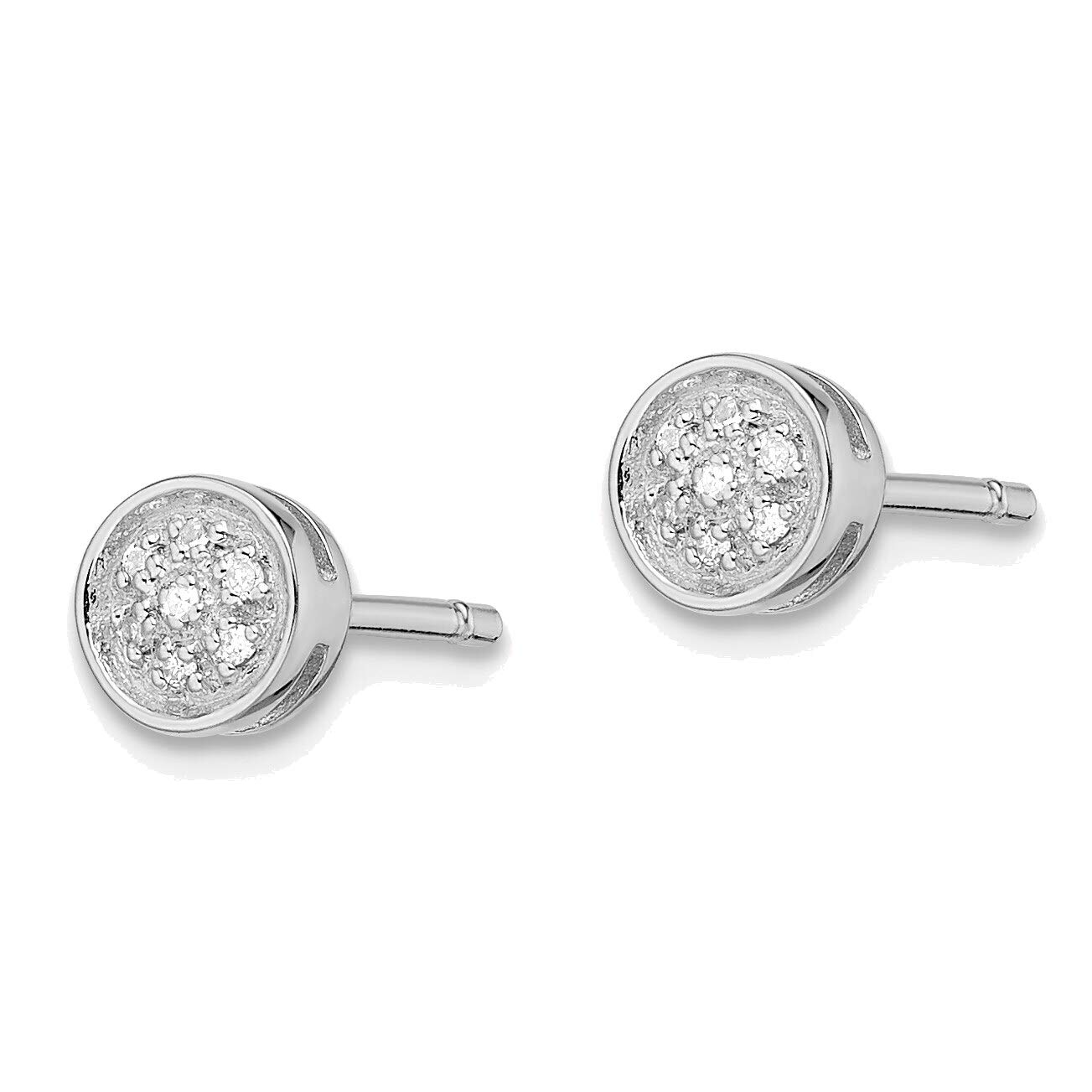 Solid Sterling Silver Rhodium Plated Diamond Circle Post Earrings for Women – Perfect for Weddings, Parties & Everyday Elegance