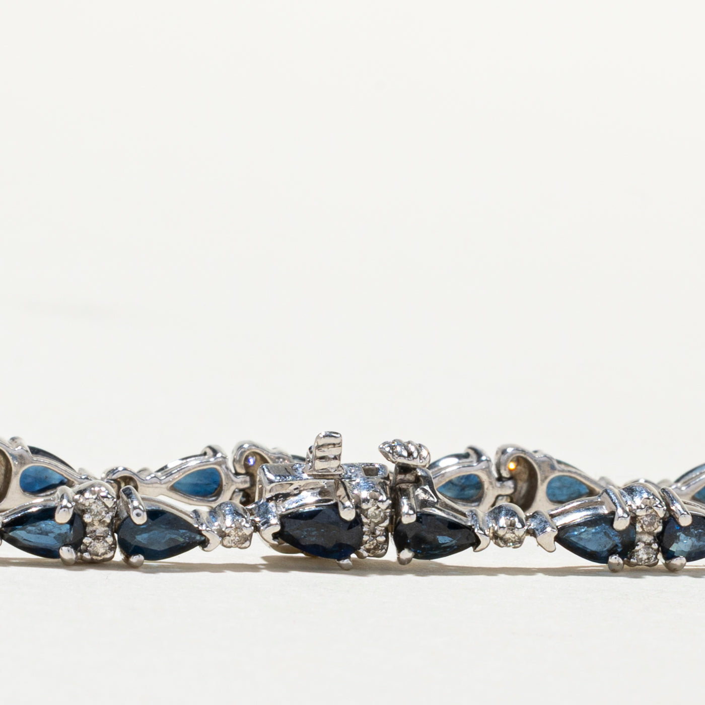 14K Gold Sapphire and Diamond Tennis Bracelet | 4.57ctw Gemstones with 0.36ctw Diamonds | 7.25 Inch Adjustable Length | Elegant Jewelry for Women's Wedding, Anniversary & Special Occasions