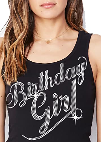 Birthday Girl Tank- Flourish Rhinestone (Black)