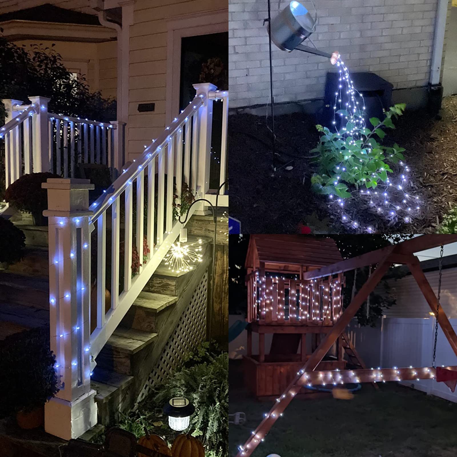 YEGUO 4 Pack 33ft 100 LED Solar Fairy Lights Outdoor Waterproof, White Twinkle String Lights with 8 Modes & Silver Wire - Perfect for Garden, Patio, Wedding, and Party Decorations