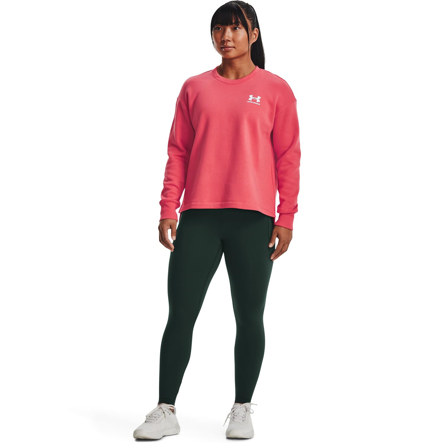 Under Armour Women's Fleece Oversized Crew Performance T-Shirt - Soft Athletic Top for Workouts, Running & Casual Wear