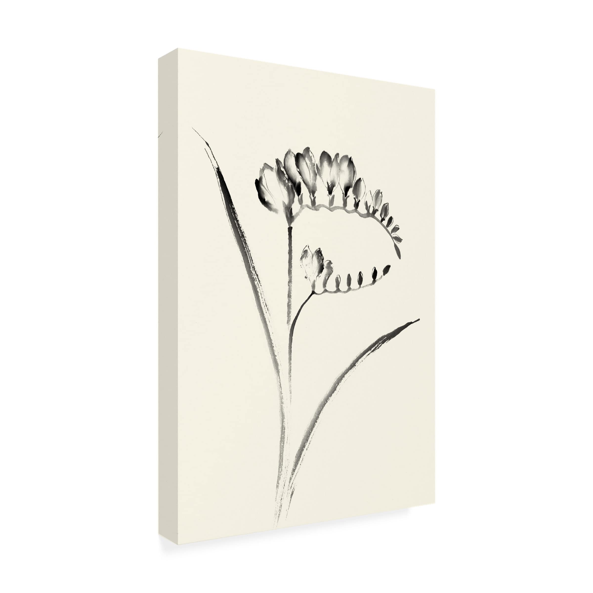 Nan Rae Ink Wash Floral VI Freesia Canvas Wall Art Print - Hand Painted Flower Painting for Living Room, Bedroom & Office Decor