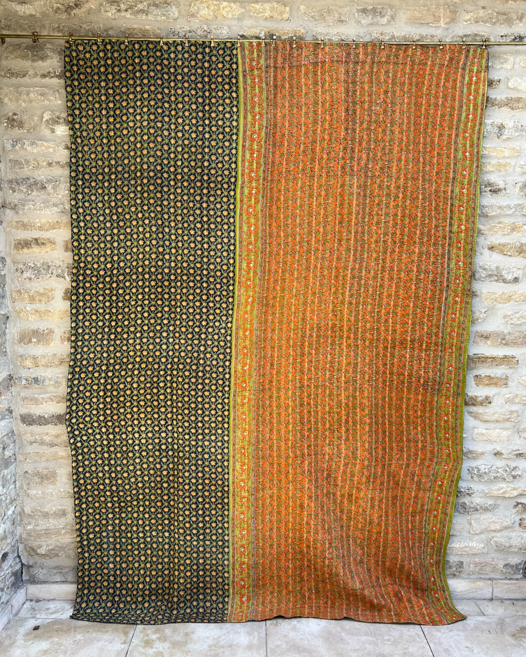 Midweight Kantha Quilt No. 798 - Handmade Cotton Bedspread, Lightweight Throw Blanket for Bed, Sofa & Travel - Boho Chic Home Decor