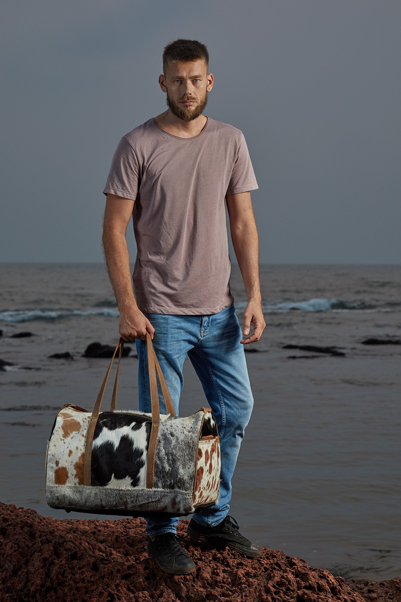 Premium Myra Cowhide Leather Travel Bag S-1159 - Durable & Stylish Carry-On for Business Trips, Weekend Getaways & Airplane Travel