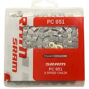 SRAM PC 951 9-Speed Bike Chain - 114 Links, Gray - Compatible with 9-Speed Drivetrains - Ideal for Road Bikes, Mountain Bikes & Commuter Cycling