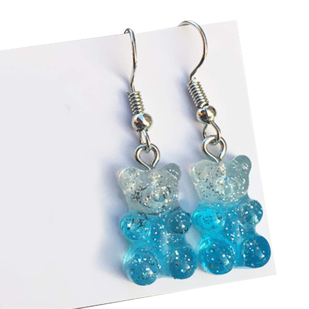 1 Pair Cute Colorful Cartoon Bear Resin Drop Earrings for Women - Sweet Dangle Earrings, Valentine's Day & Birthday Gift Idea - Perfect for Parties, Dating & Casual Wear