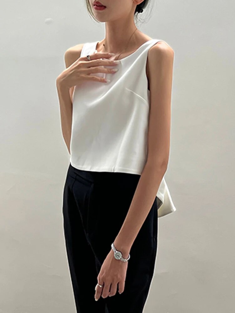Women's Backless Bowknot Tank Tops - Round Neck Sleeveless Solid Minimalist Summer Vest | Casual Wear, Beach Outfits, Party Clothes & Everyday Fashion