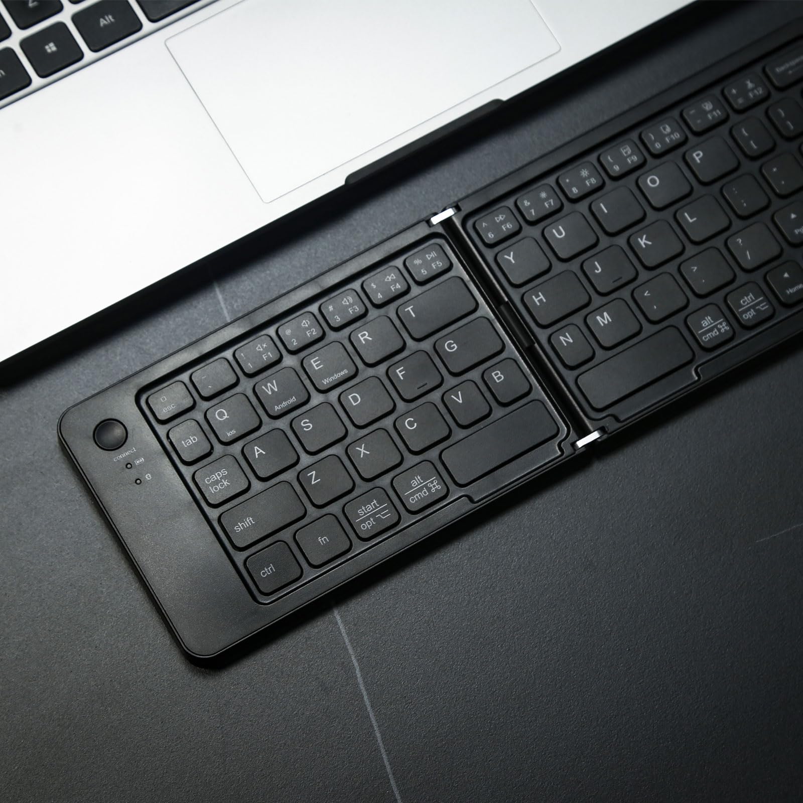 Foldable Wireless Bluetooth Keyboard - Ultra Slim Lightweight Rechargeable Travel Keyboard for iPhone, iPad, Smartphone & Tablet | Portable Folding Design for Home, Office & On-the-Go Use