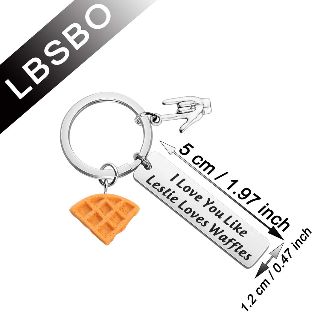 I Love You Like Leslie Loves Waffles Keychain - Cute Couple Gift for Anniversary, Valentine's Day - Perfect for Keyrings, Backpacks, and Gifts for Her/Him