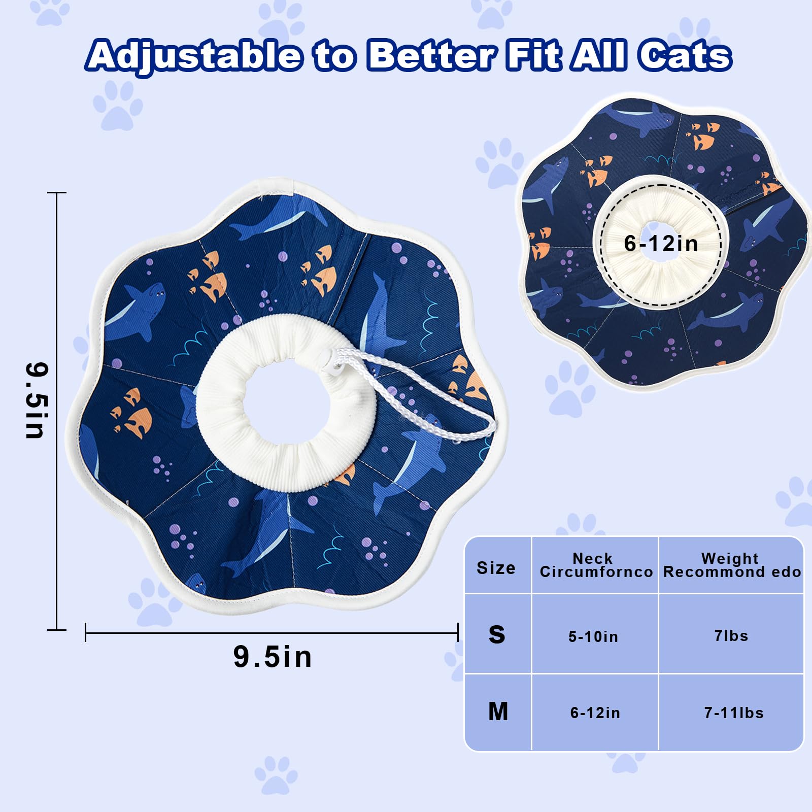 Soft Cat Cone Collar - Adjustable & Waterproof Elizabethan Collar for Wound Healing, Stops Licking - Lightweight & Comfortable Recovery Collar for Cats & Puppies (Medium) - Perfect for Post-Surgery, Spay/Neuter, Skin Treatment & Injury Recovery