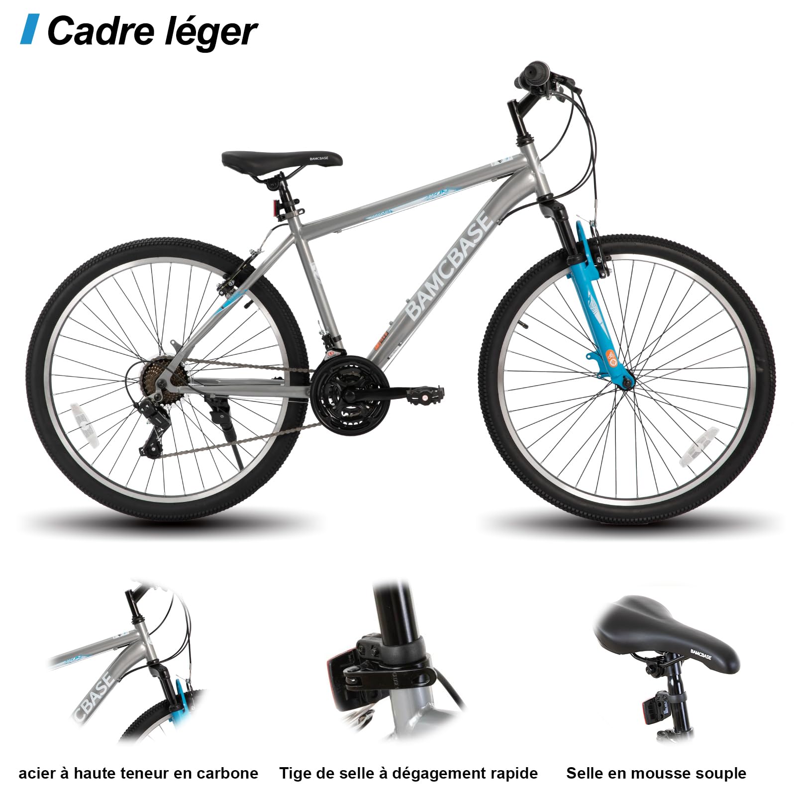 HILAND 26 & 27.5 Inch Mountain Bike for Men & Women - 21-Speed MTB with High-Tensile Steel Frame & V Brake - Adult Hardtail Bicycle for Trail Riding, Commuting & Outdoor Adventures