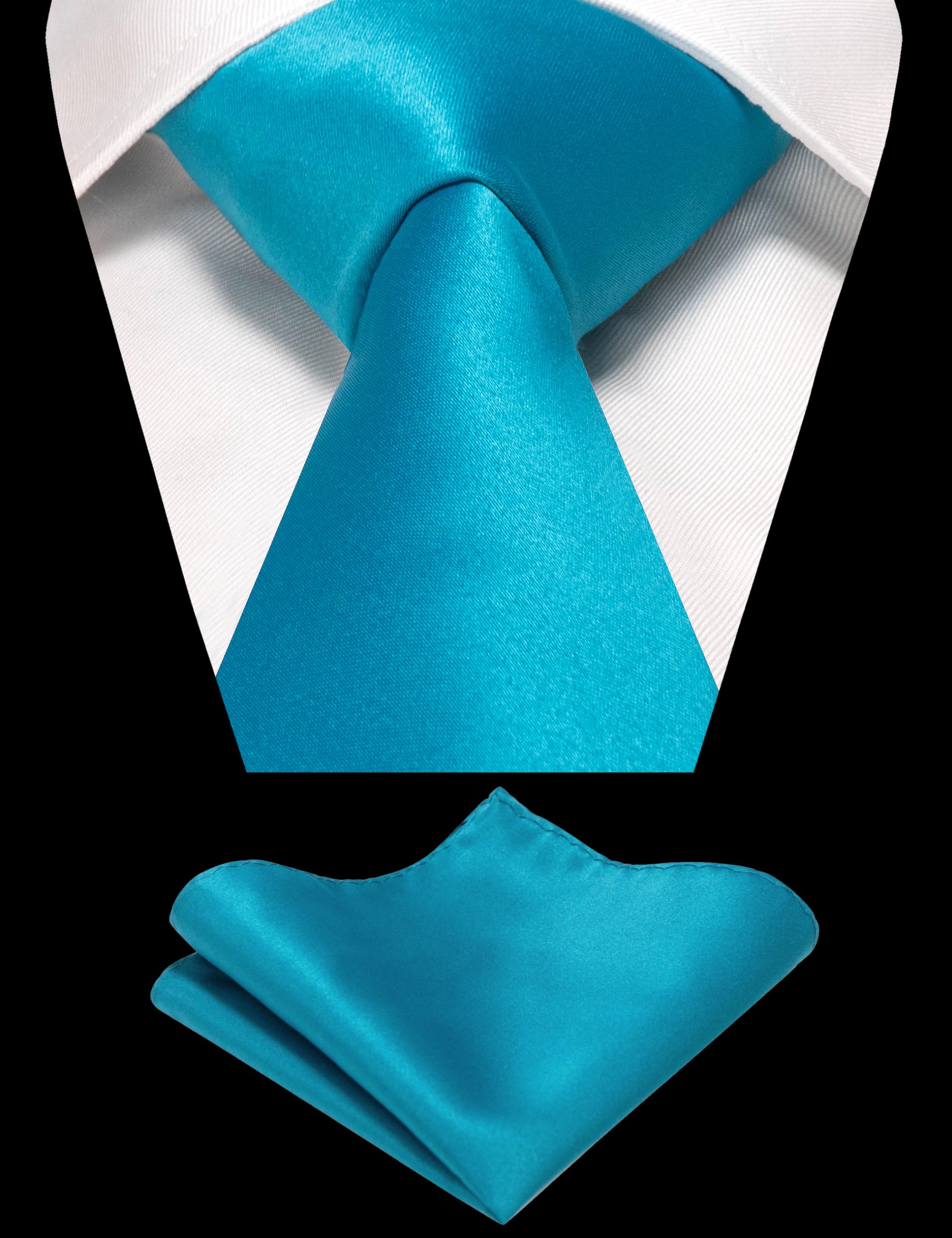 Elegant Turquoise Silk Tie & Pocket Square Set for Men | Perfect for Weddings, Business & Formal Events