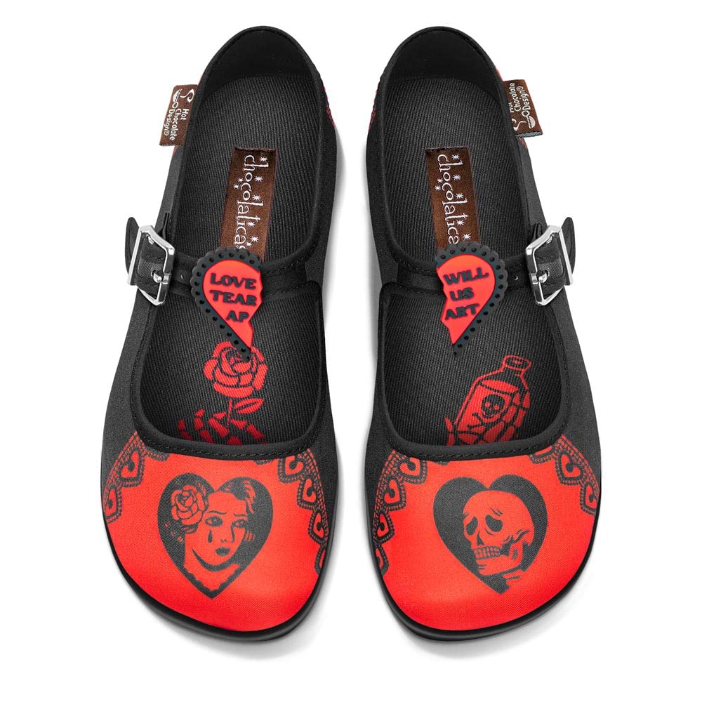 Funky Canvas Women's Mary Jane Flat Shoes - Hot Chocolate Design Chocolaticas - Perfect for Casual Wear, Work & Everyday Comfort