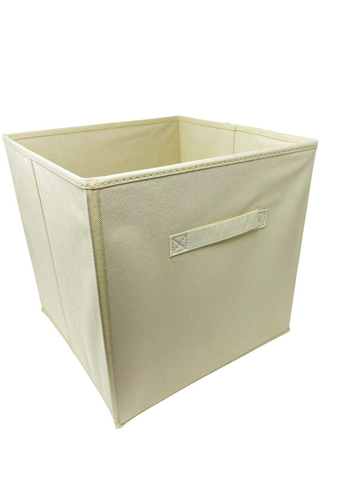 ABLEHOME 6-Pack Large Fabric Storage Bins - 13x13x13 Inch Beige Organizer Cube Baskets with Handles | Perfect for Closet, Nursery, Office & Home Organization