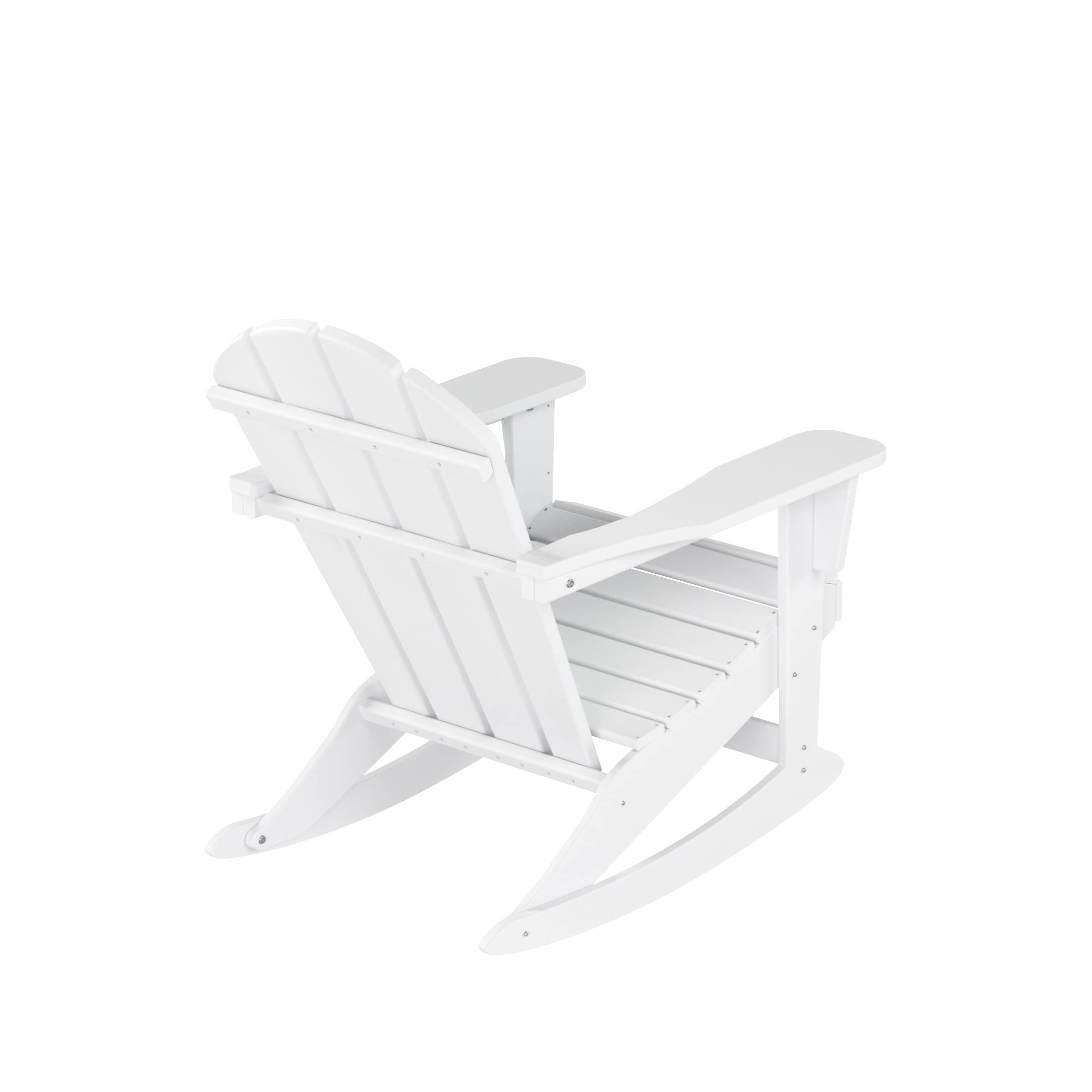 WO Home Furniture 3-Piece Patio Rocking Chair Set - Classic HDPE Outdoor Rocking Chairs for Porch, Garden & Backyard (White) - Perfect for Relaxing, Sunbathing & Outdoor Gatherings