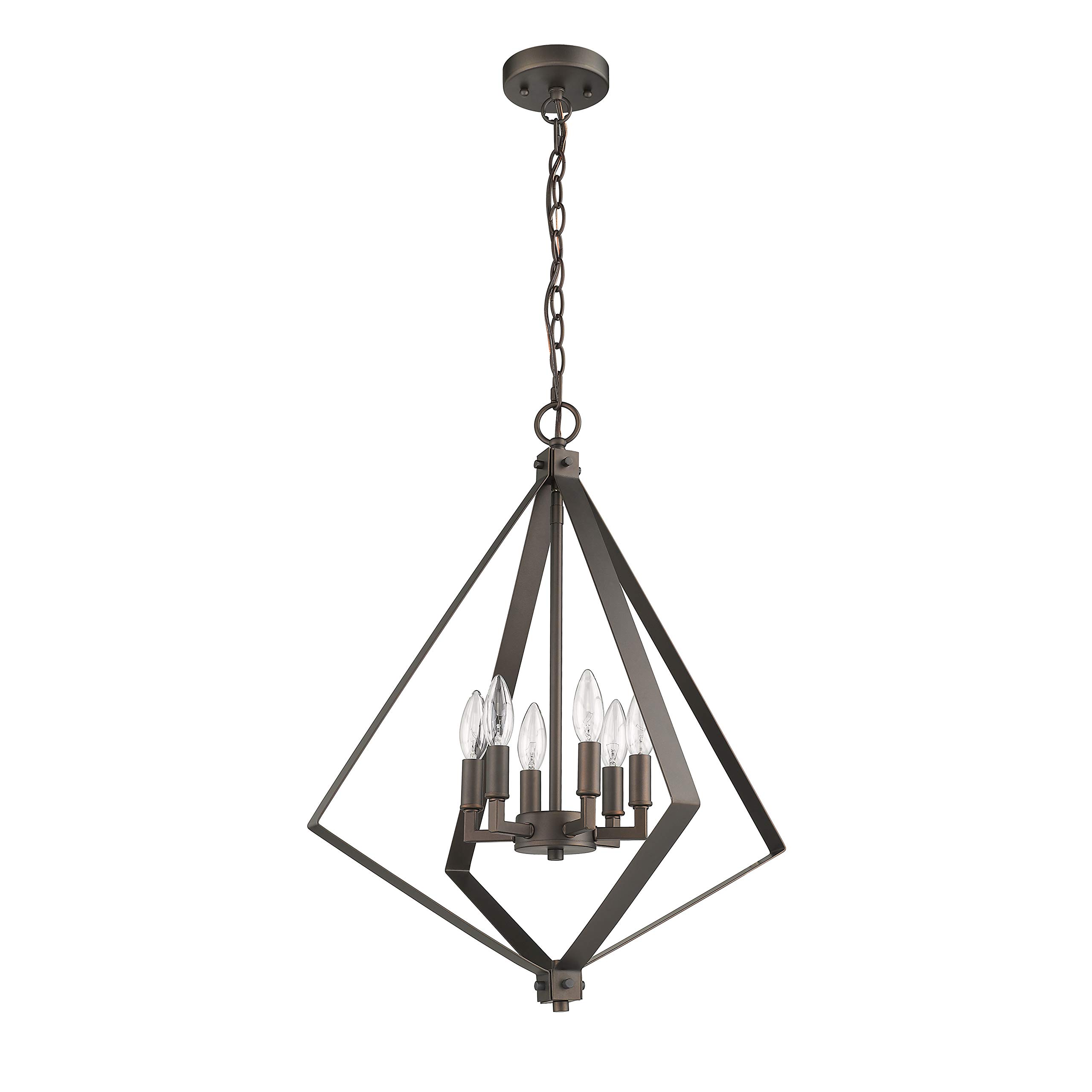 6-Light Rubbed Bronze Transitional Ceiling Pendant Light Fixture - 20 Inch Wide - Perfect for Dining Room, Kitchen Island, or Entryway Lighting