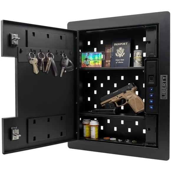 Liberty HDW 100X R Wall Safe - Black Home Security Safe for Cash, Jewelry & Documents - Perfect for Bedroom, Office or Closet Installation