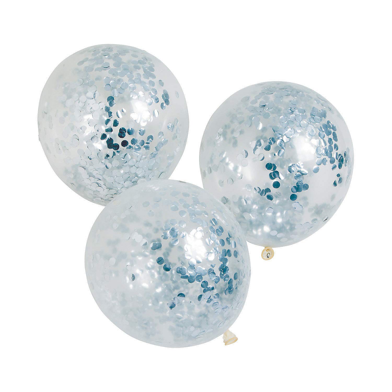 Fun Express Silver Foil Confetti Latex Balloons - 12 Pack Wedding Party Decorations for Birthdays, Baby Showers & Celebrations
