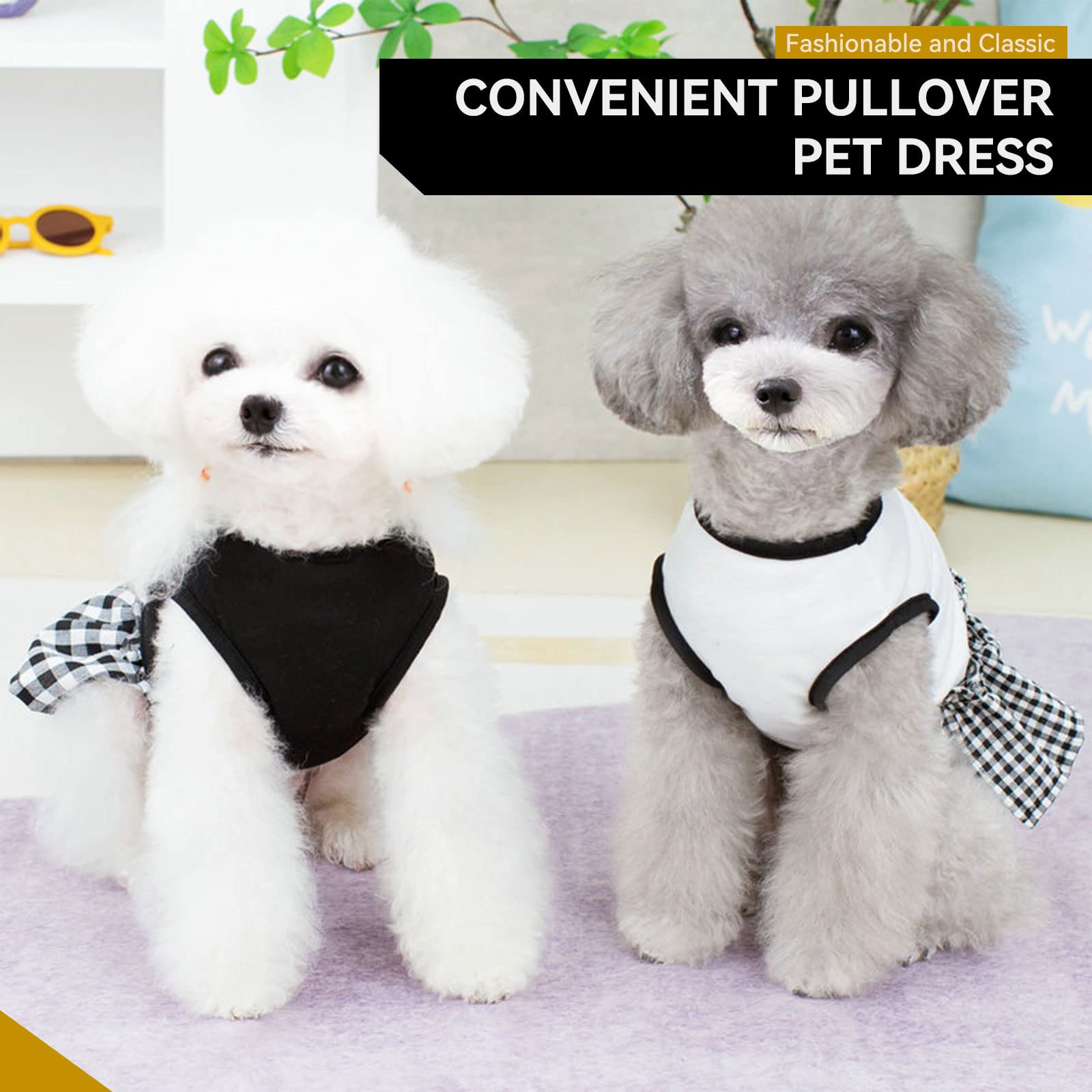 PETCARE Classic Black Plaid Dog Dress - Soft & Cute Summer Shirt for Small Dogs | Perfect for Shih Tzu, Pomeranian, Chihuahua, Yorkie Puppies | X-Large Size | Ideal for Outdoor Walks, Pet Parties & Photo Shoots