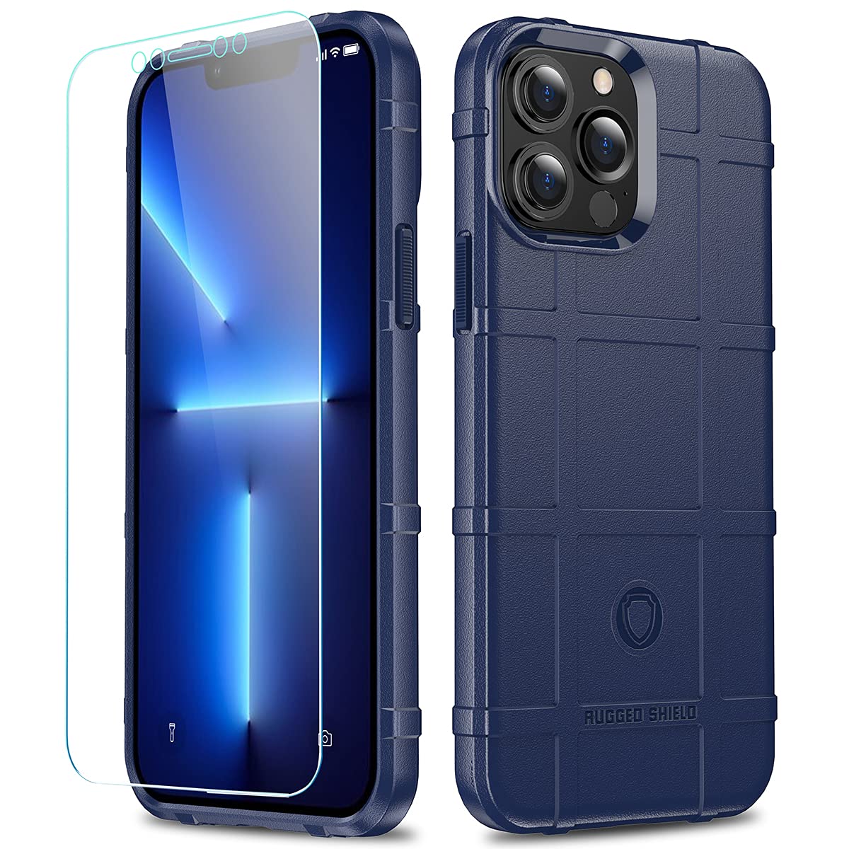 Rugged Shockproof iPhone 13 Pro Max Case (6.7 Inch) - Military Grade Drop Protection, Heavy Duty TPU Armor Cover - Navy Blue Tactical Phone Case for Outdoor, Work & Extreme Sports