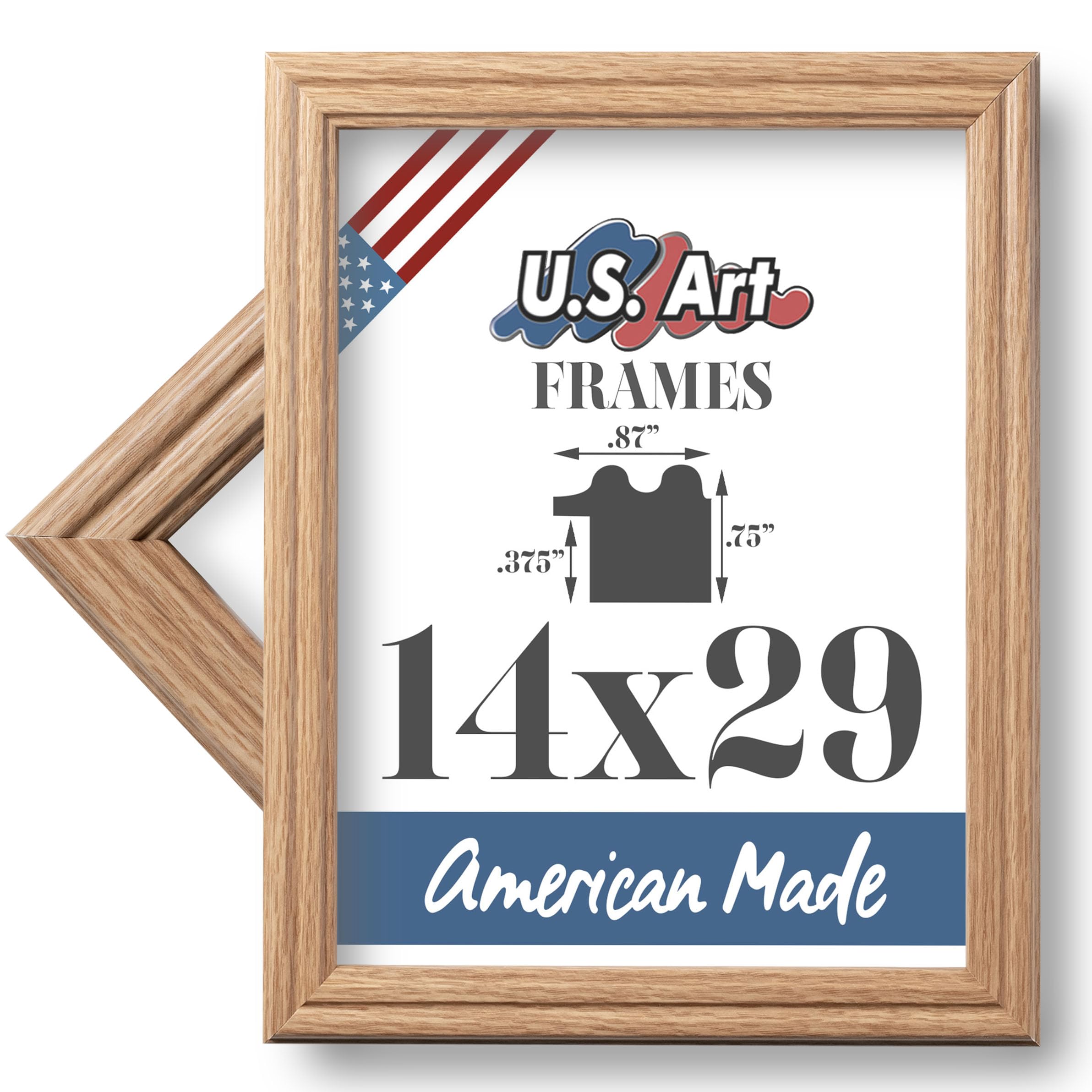 14x29 Natural Oak 0.75 Inch Wooden Picture Frame - Wall Art for Living Room, Home Decor - Customizable for Photos, Certificates, Puzzles & Documents - Perfect for Gallery Walls, Office Decor & Gift Giving