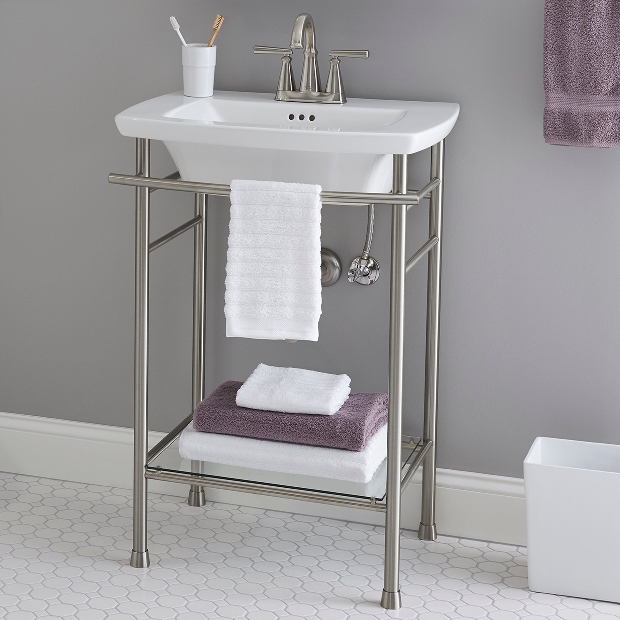American Standard 8719000.002 Chrome Edgemere Console Table Legs - Sturdy Metal Support for Modern Desks, Vanities & Entryway Tables