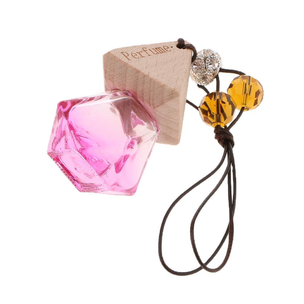 Refillable Glass Perfume Bottle Hanging Pendant - Pink Empty Perfume Vial for Car & Home Decor | Aromatherapy, Gift, Travel Essential