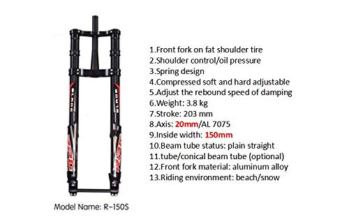 NBPOWER 26x4.0 Fat Bike Fork - Oil Spring Suspension Fork for Snow & Beach Riding, Alloy Mountain Bike Fork Compatible with 4.0