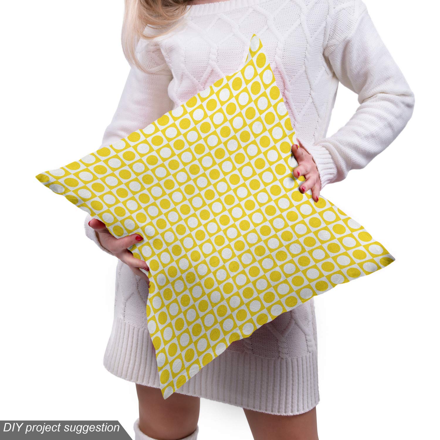 Ambesonne Yellow Fabric - Modern Geometric Print for Upholstery & Home Decor