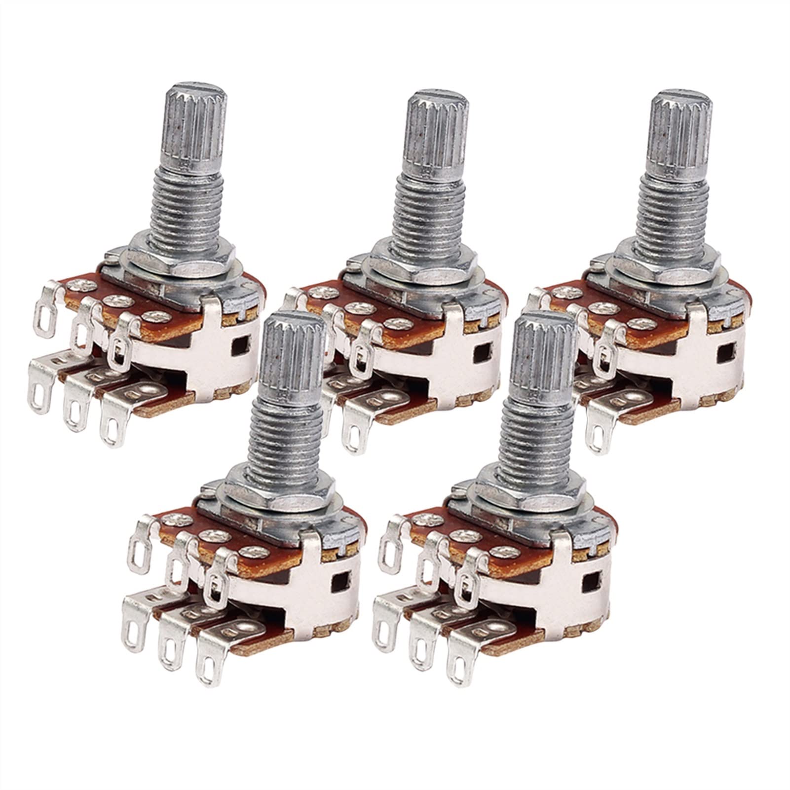 5 Pcs Electric Guitar Bass Pots Potentiometers - Tone & Volume Control Knobs (Linear/Log) for DIY Guitar Repair & Upgrade | Perfect for Fender, Gibson, Ibanez & More