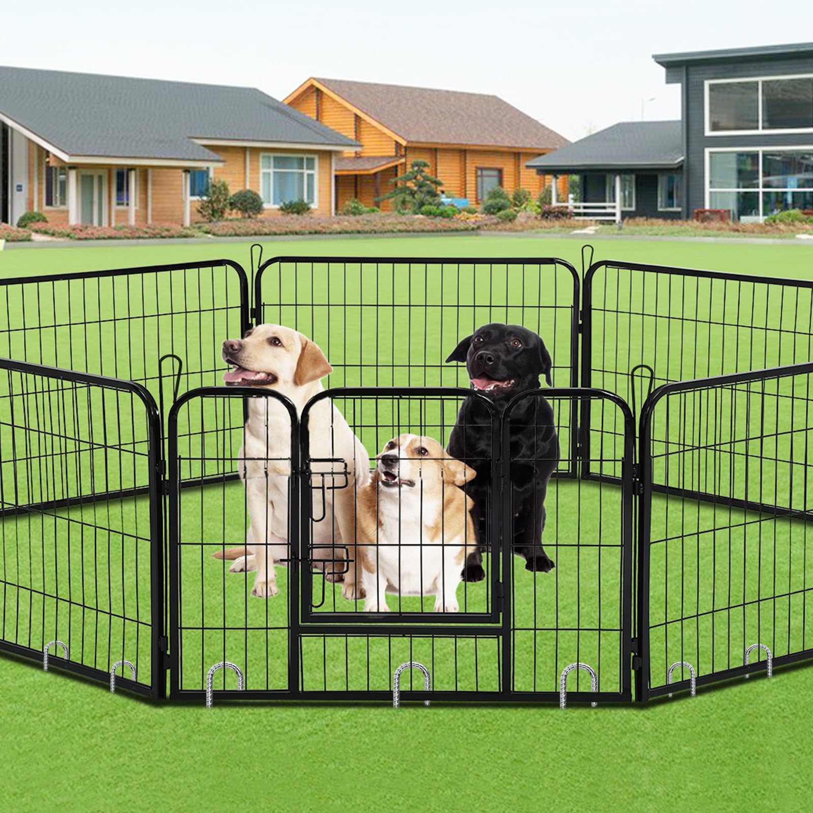 Heavy Duty 12-Inch U-Shaped Galvanized Metal Rebar Stakes - 6 Pack, Anti-Rust Trampoline Ground Anchors for High Winds, Garden Fencing, Dog Runs, Chicken Coops & Water Pipe Security - Outdoor Use for Stability & Safety