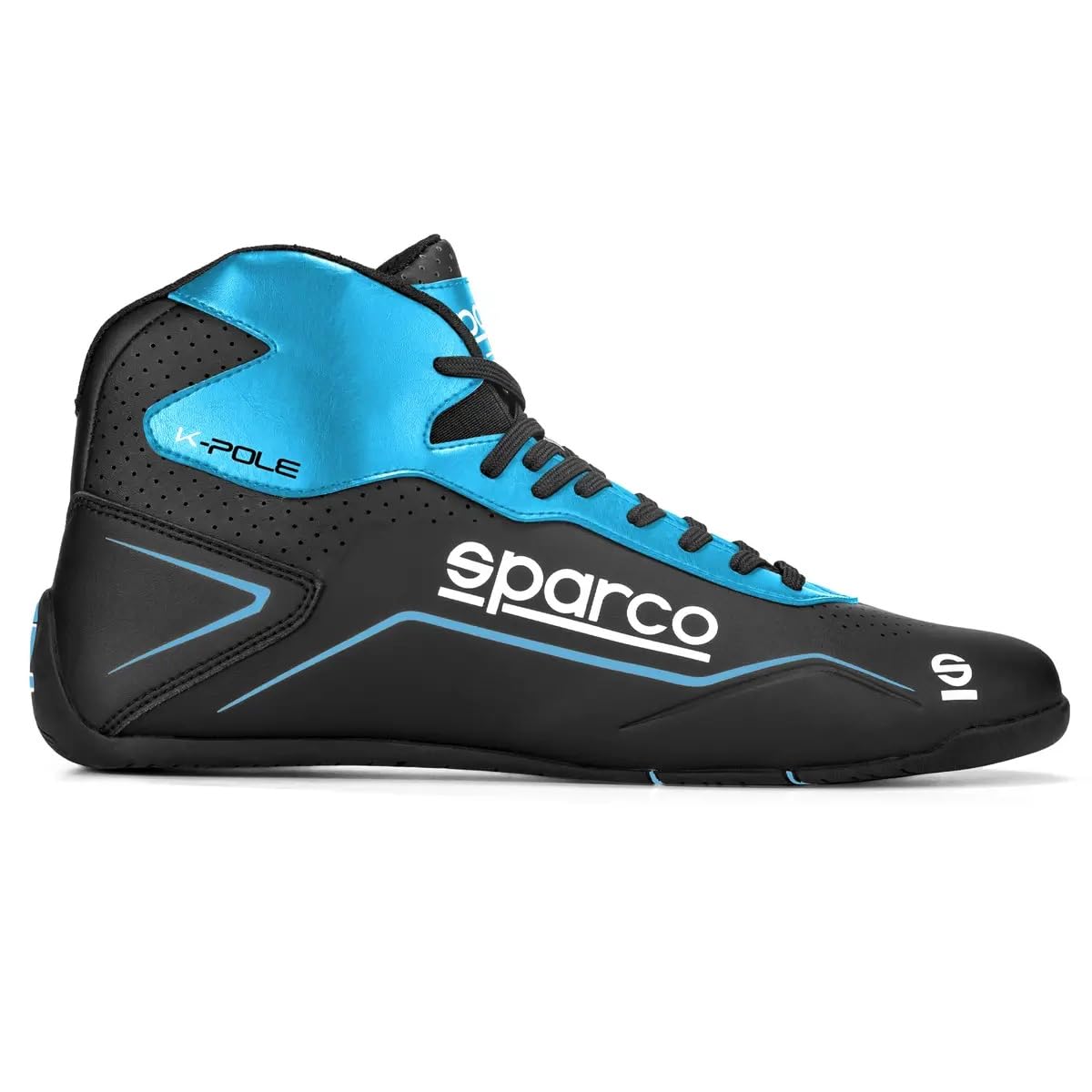 Sparco K-Pole Kart Racing Shoes - Size 44 Black/Blue - Lightweight & Breathable for Karting, Motorsports & Driving Enthusiasts