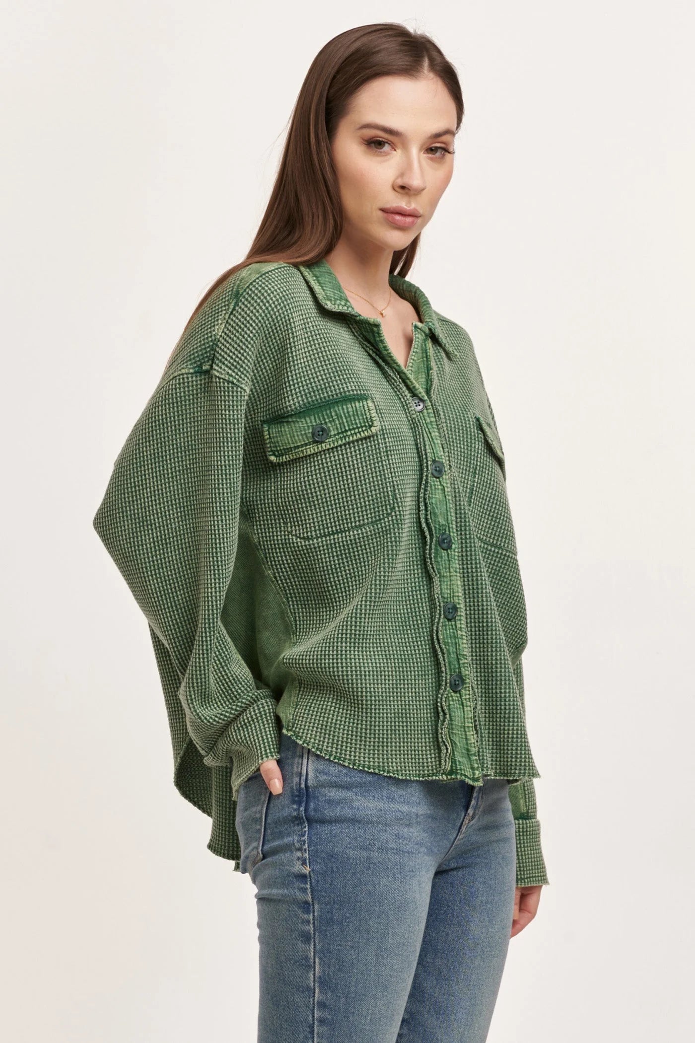 Foster Thermal Shirt Jacket for Men & Women - Dark Moss Green Fleece-Lined Winter Pullover | Perfect for Outdoor Activities, Camping, Hiking & Cold Weather Layering