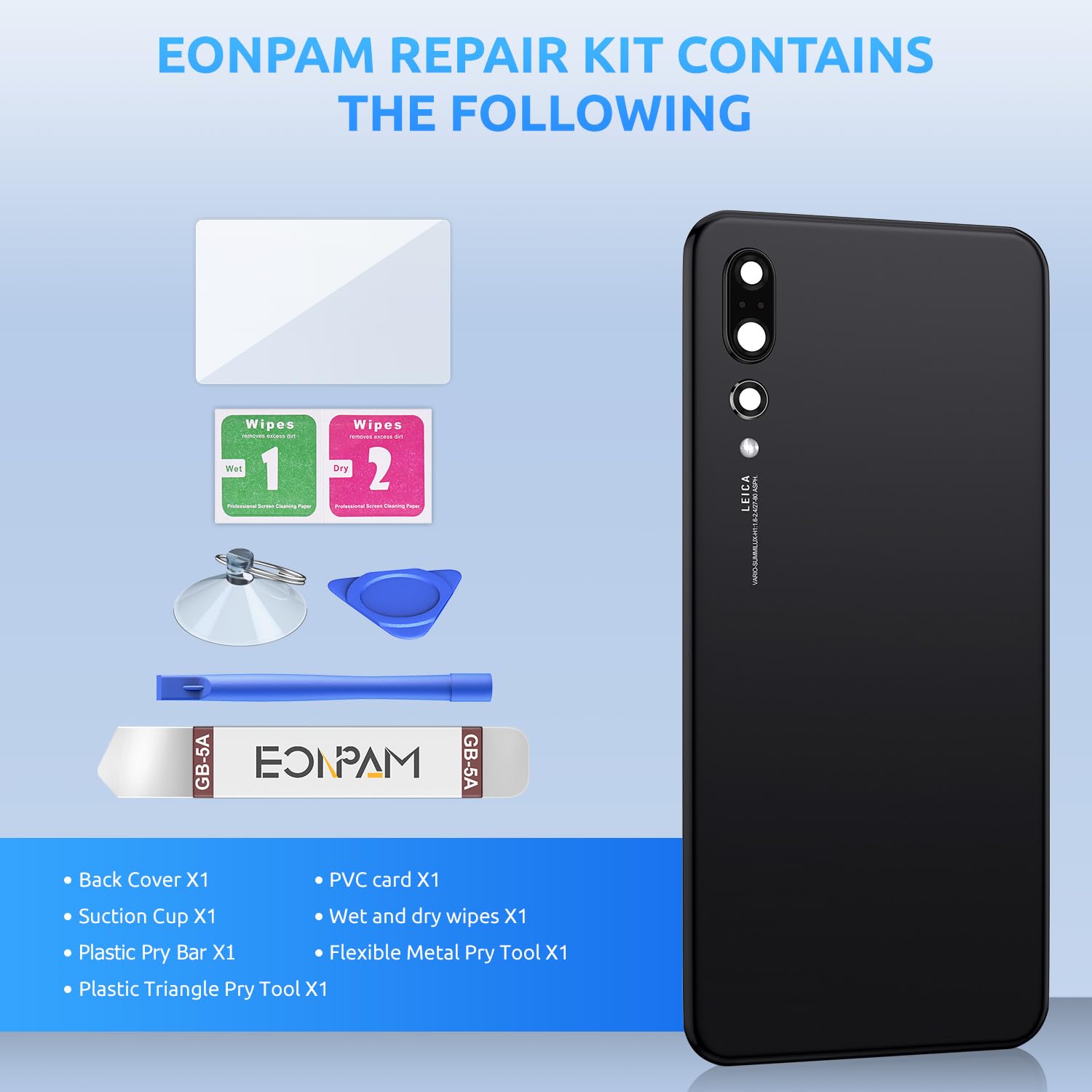 Original Huawei P20 Pro Back Glass Replacement - Genuine Rear Cover with Camera Lens & Repair Tools (Pink) | DIY Phone Repair Kit for Cracked/Damaged Back Panel Replacement