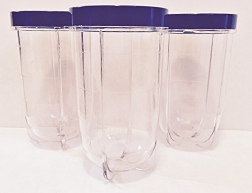 Magic Bullet Blender & Juicer Tall Cups - Set of 3 BPA-Free Replacement Cups for Smoothies, Shakes & Juicing - Perfect for Home & Kitchen Use