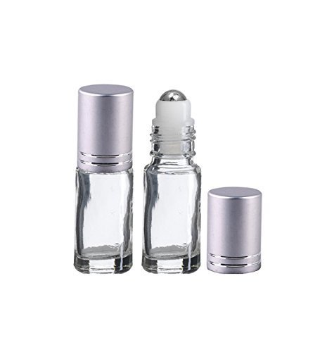 5ml Metal Ball Roller Bottles with Clear Glass for Essential Oils & Aromatherapy - 6 Pack Silver Cap Perfume Studio | Perfect for DIY Fragrance, Travel & Relaxation